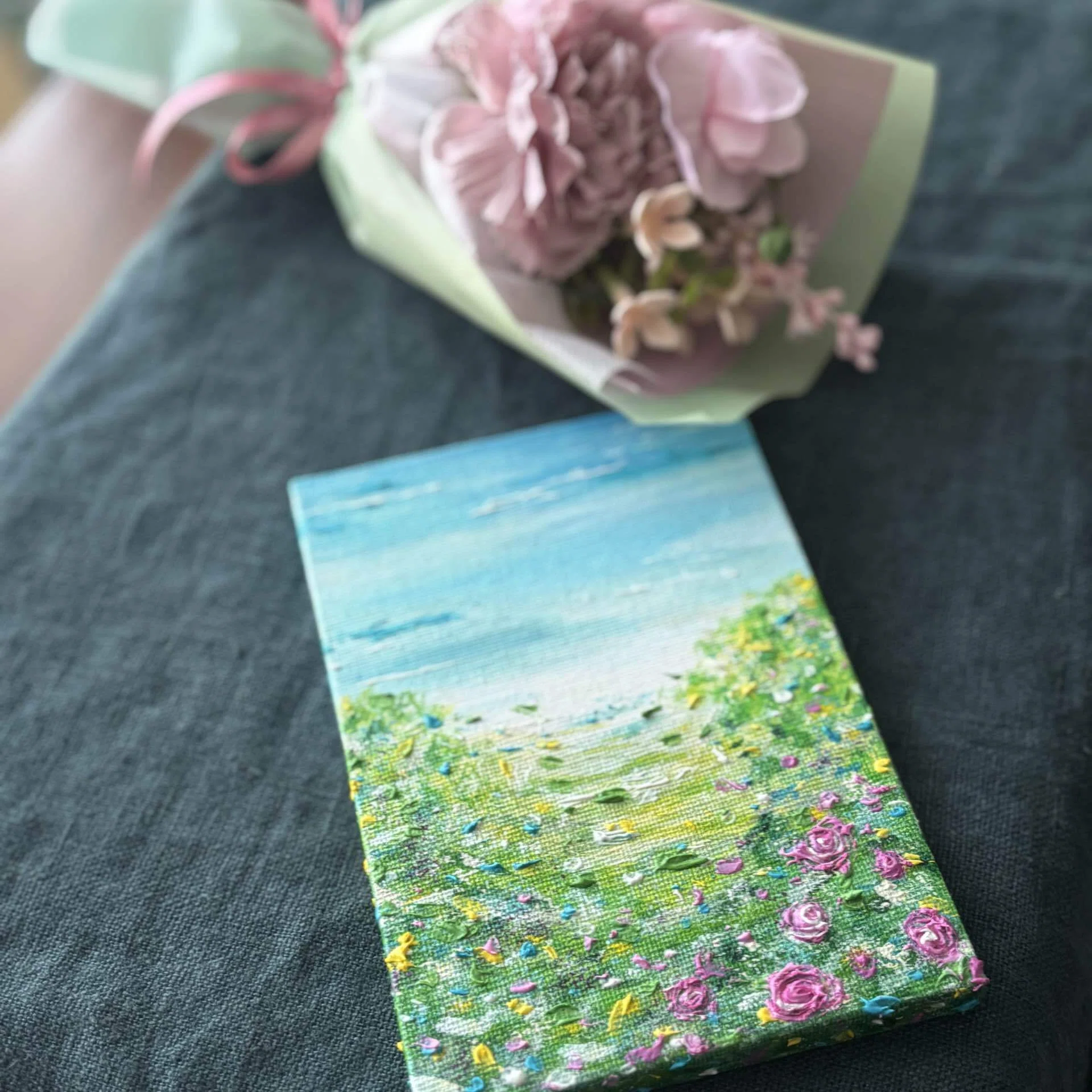 大切な方に贈る・・・テクスチャーアート『花の咲く丘』｜laviefleur