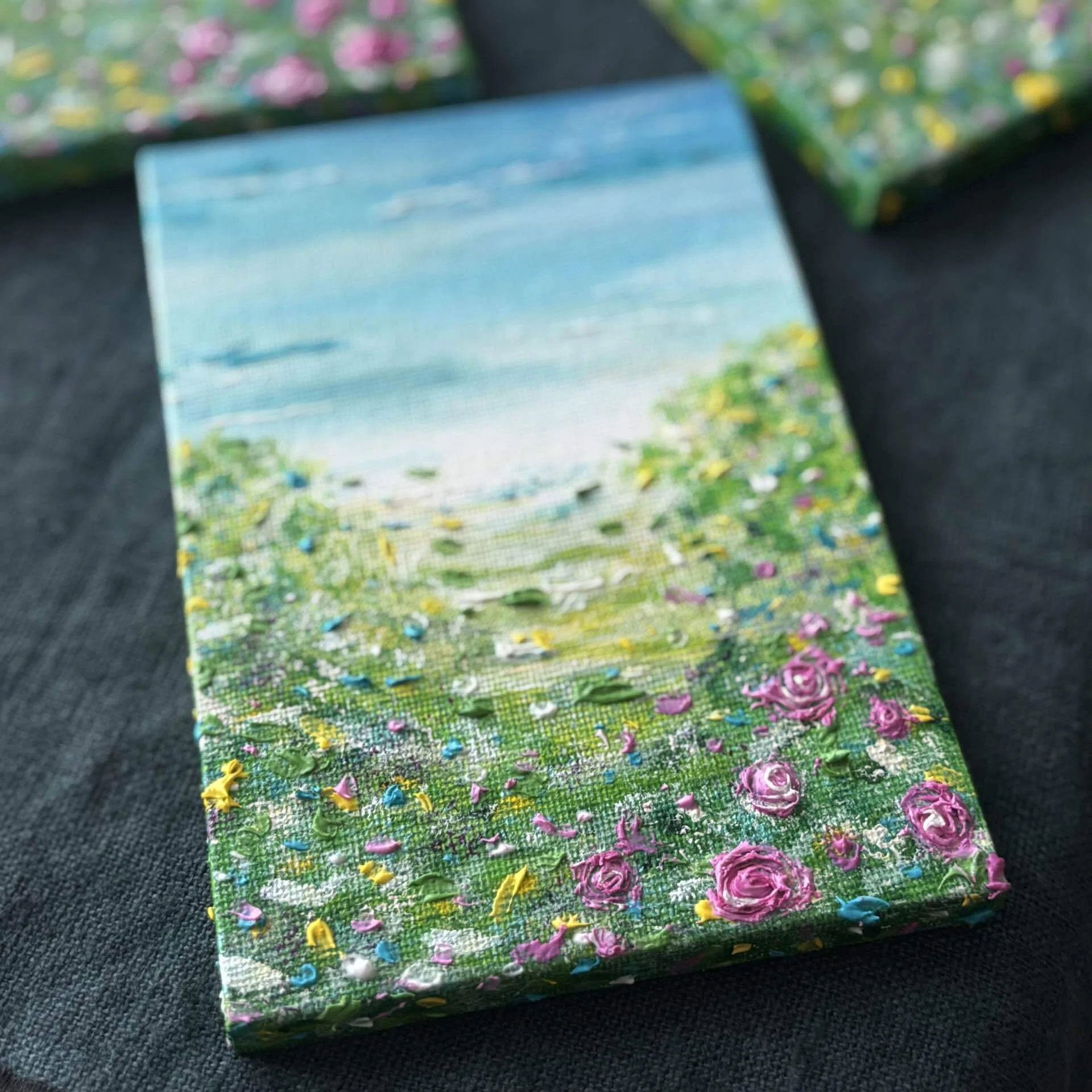 大切な方に贈る・・・テクスチャーアート『花の咲く丘』｜vie.fleur