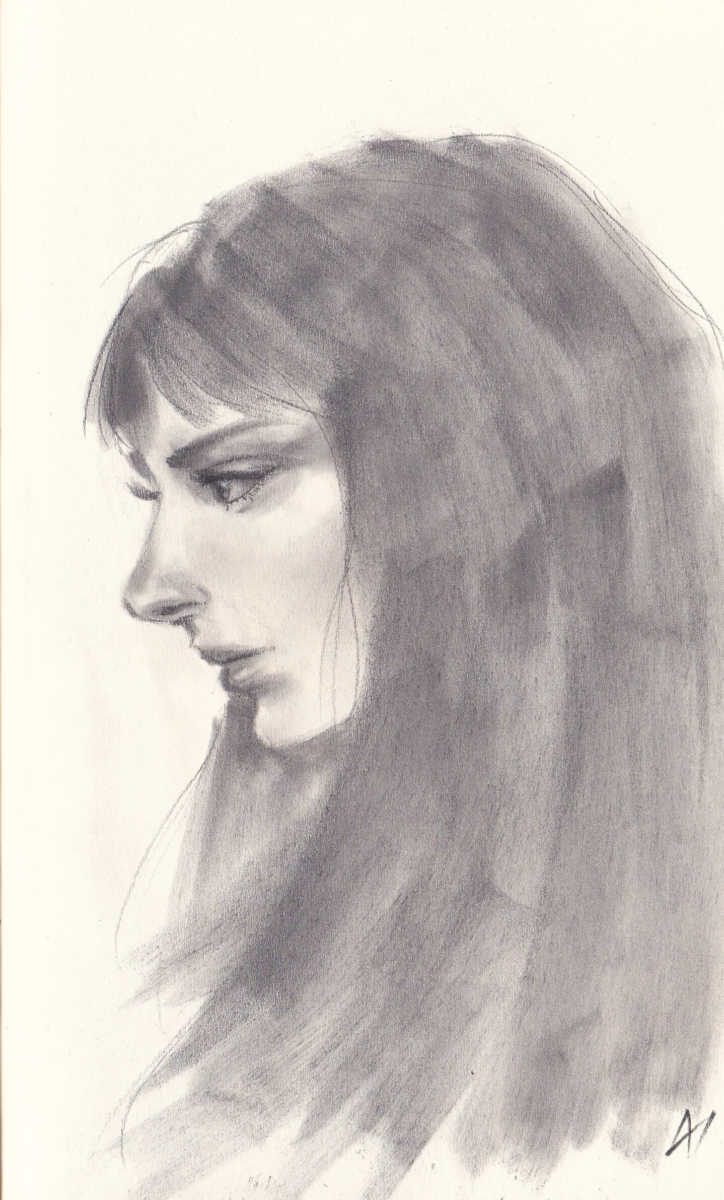 『女性』人物の鉛筆画 A2相当 アイドル系の女の子の人物画を描いてみた！鉛筆画の書き方とコツ