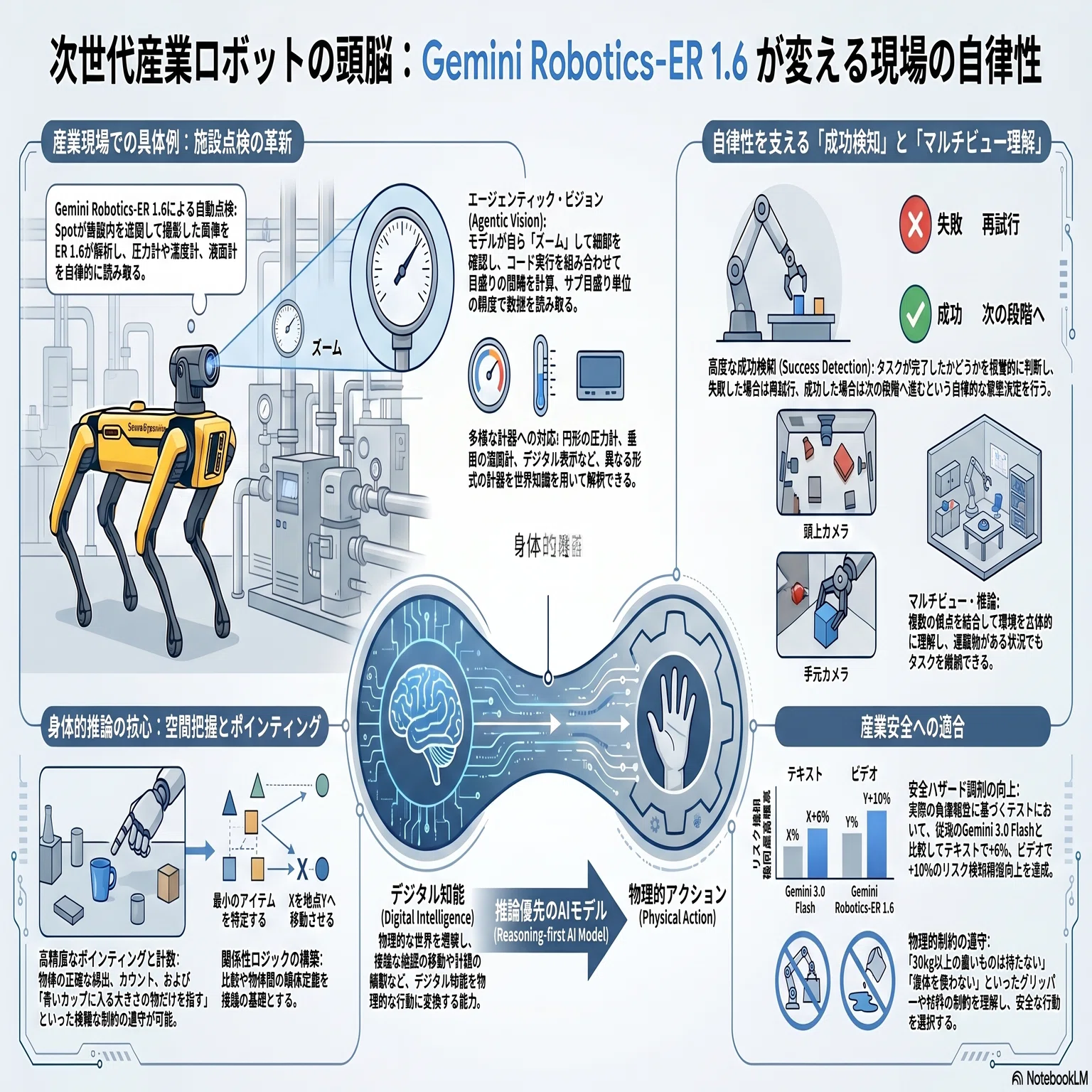 空間推論と計器読み取りが現場を変える。「Gemini Robotics-ER 1.6」が