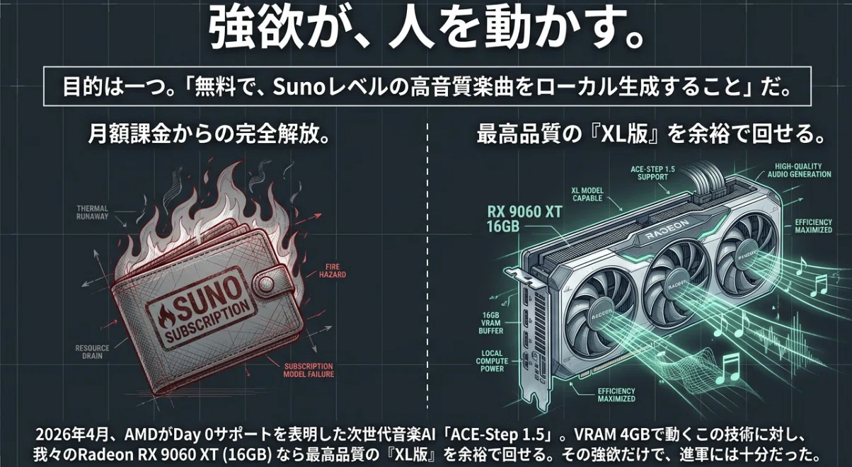 20時間の死闘】RadeonでAce-step XLに挑む。ComfyUI検証記｜脱サブスク