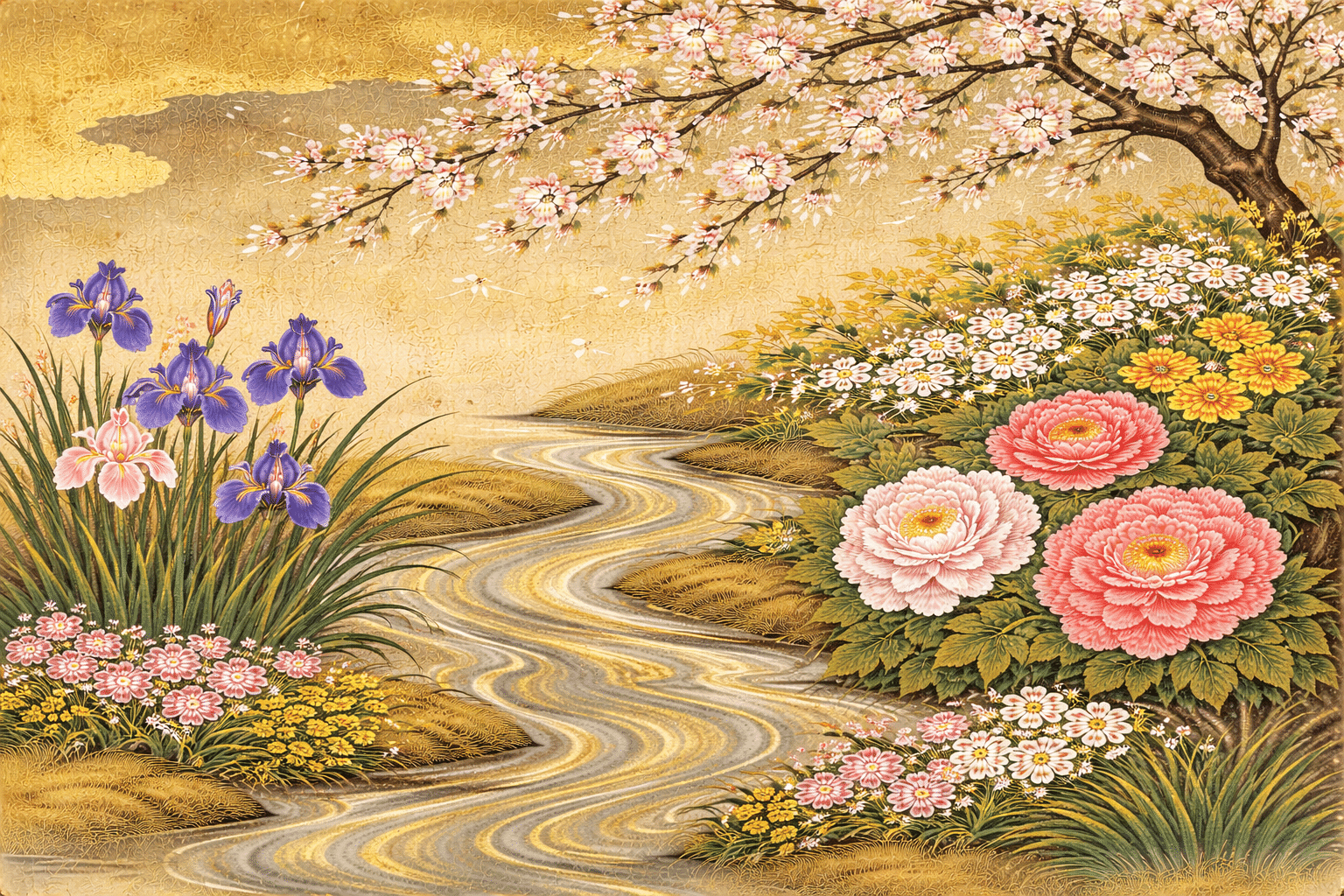 Geminiさん、琳派風の草花の絵を描いて！｜房吉