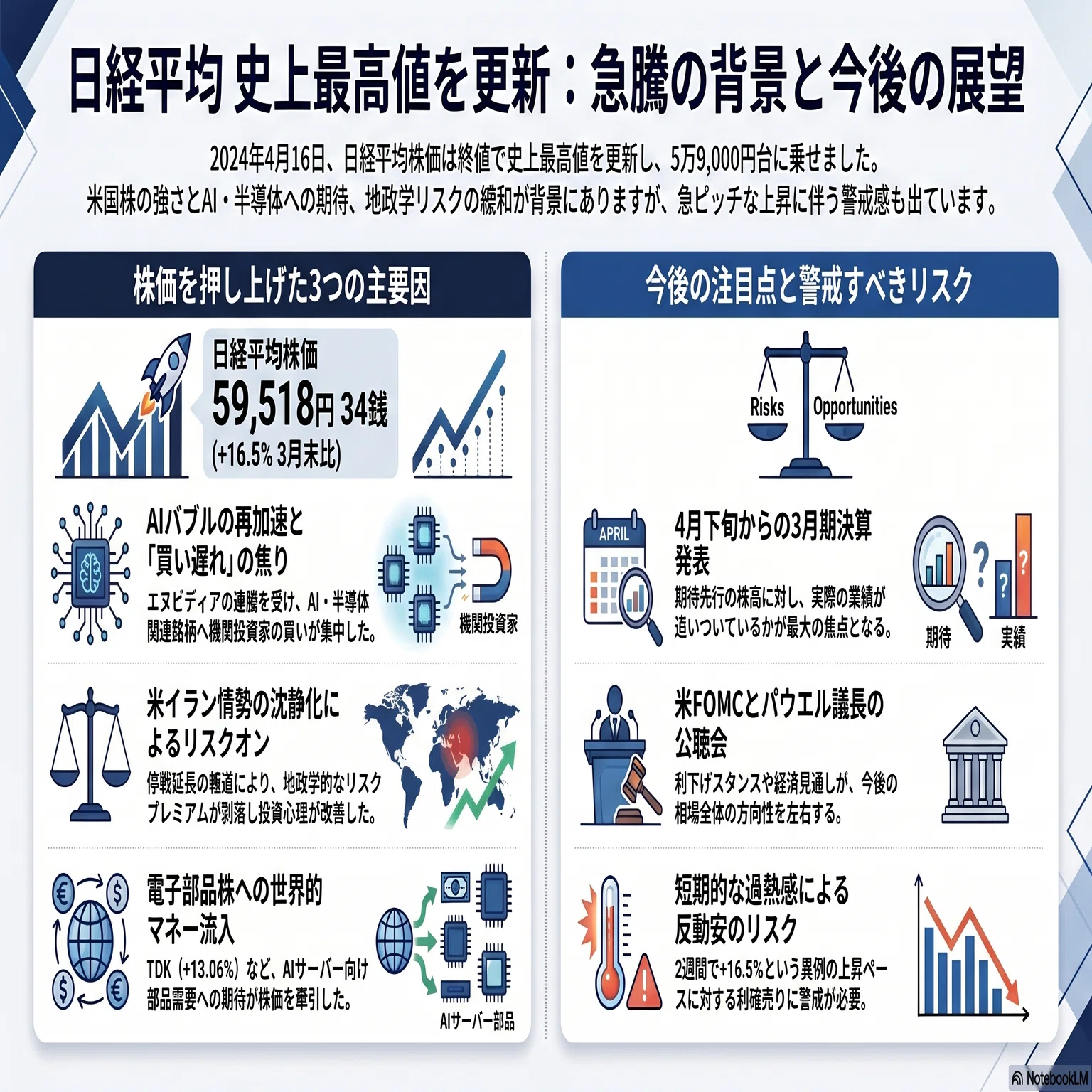 速報】2026.4.16 日経平均、史上最高値更新！2週間で+16.5%の急騰の