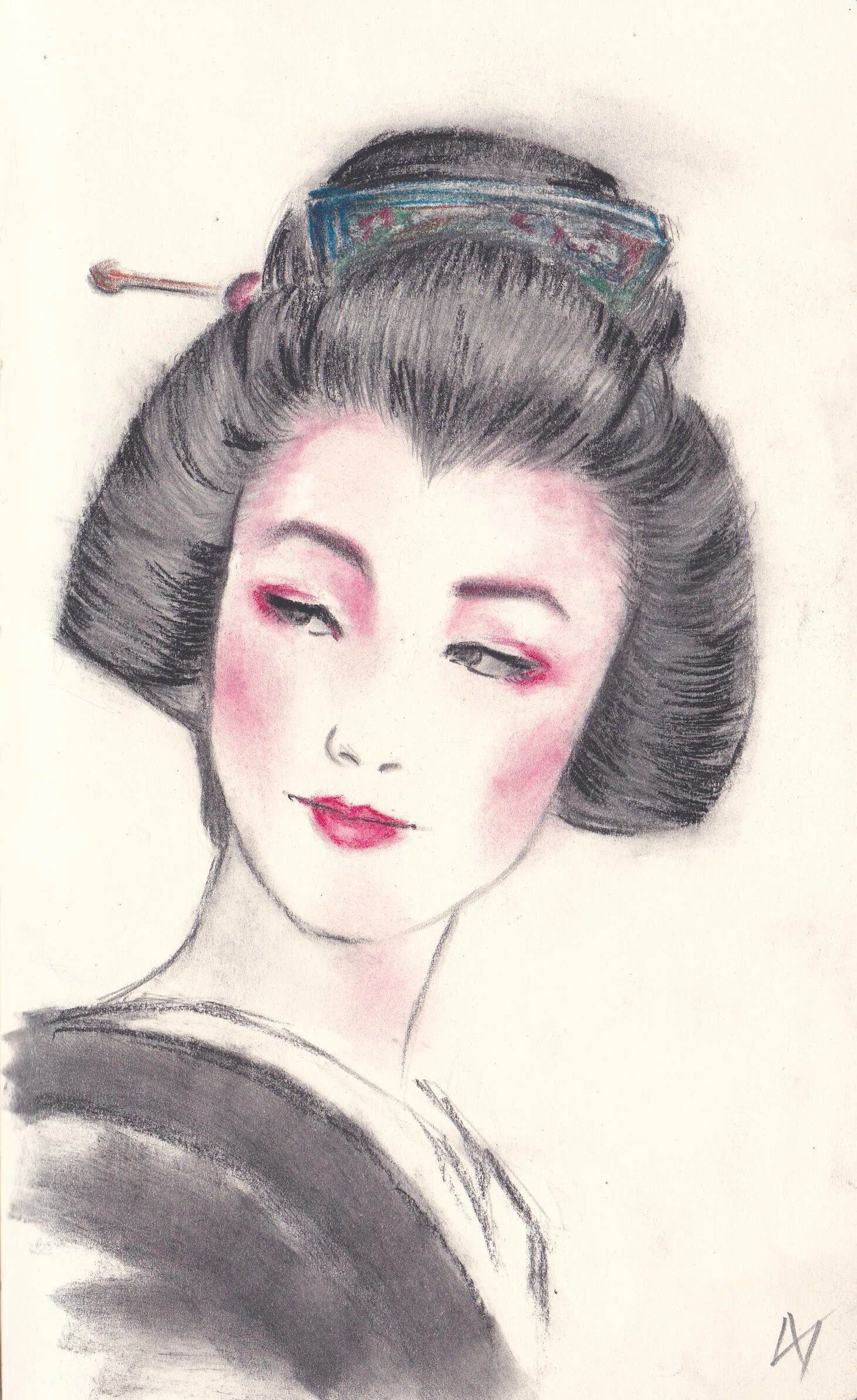 舞妓はんと芸妓さん【スケッチ・お絵描き・絵画】｜べそかきアルルカン