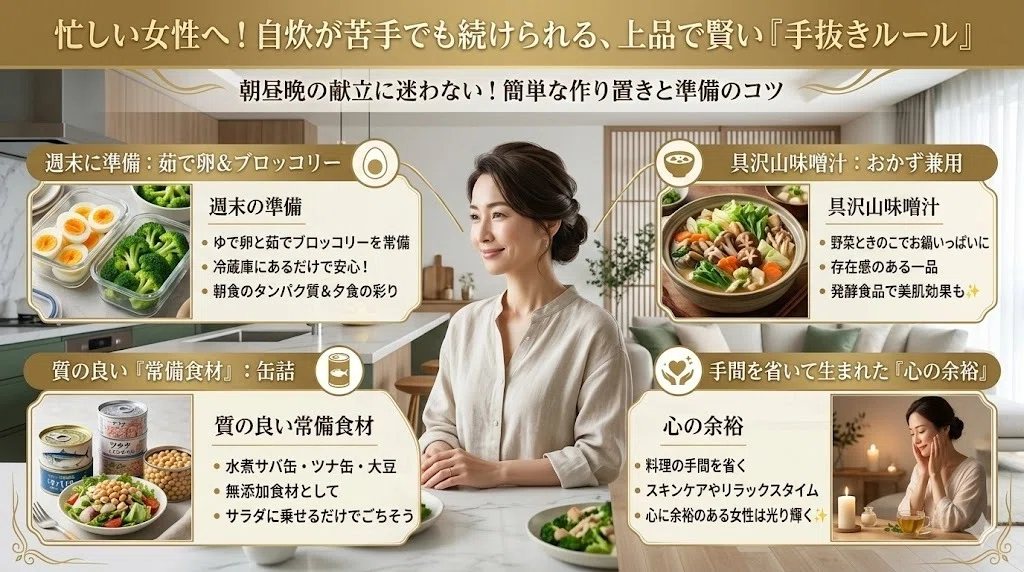 朝昼晩の献立に迷わない!自炊が苦手でも続けられる簡単な作り置きと準備のコツ