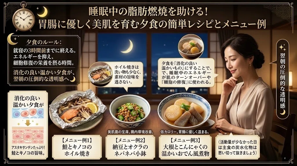 胃腸に優しく美肌を育む夕食の簡単レシピとメニュー例