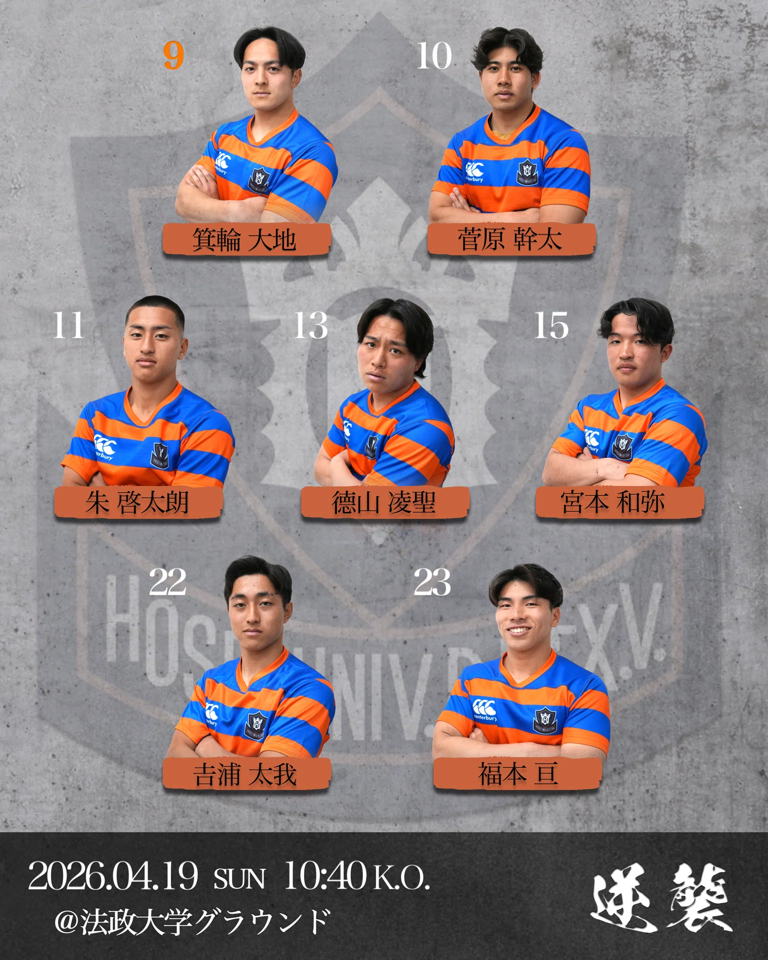 メンバー発表／第40回関東大学ラグビーフットボール連盟SEVEN A SIDE