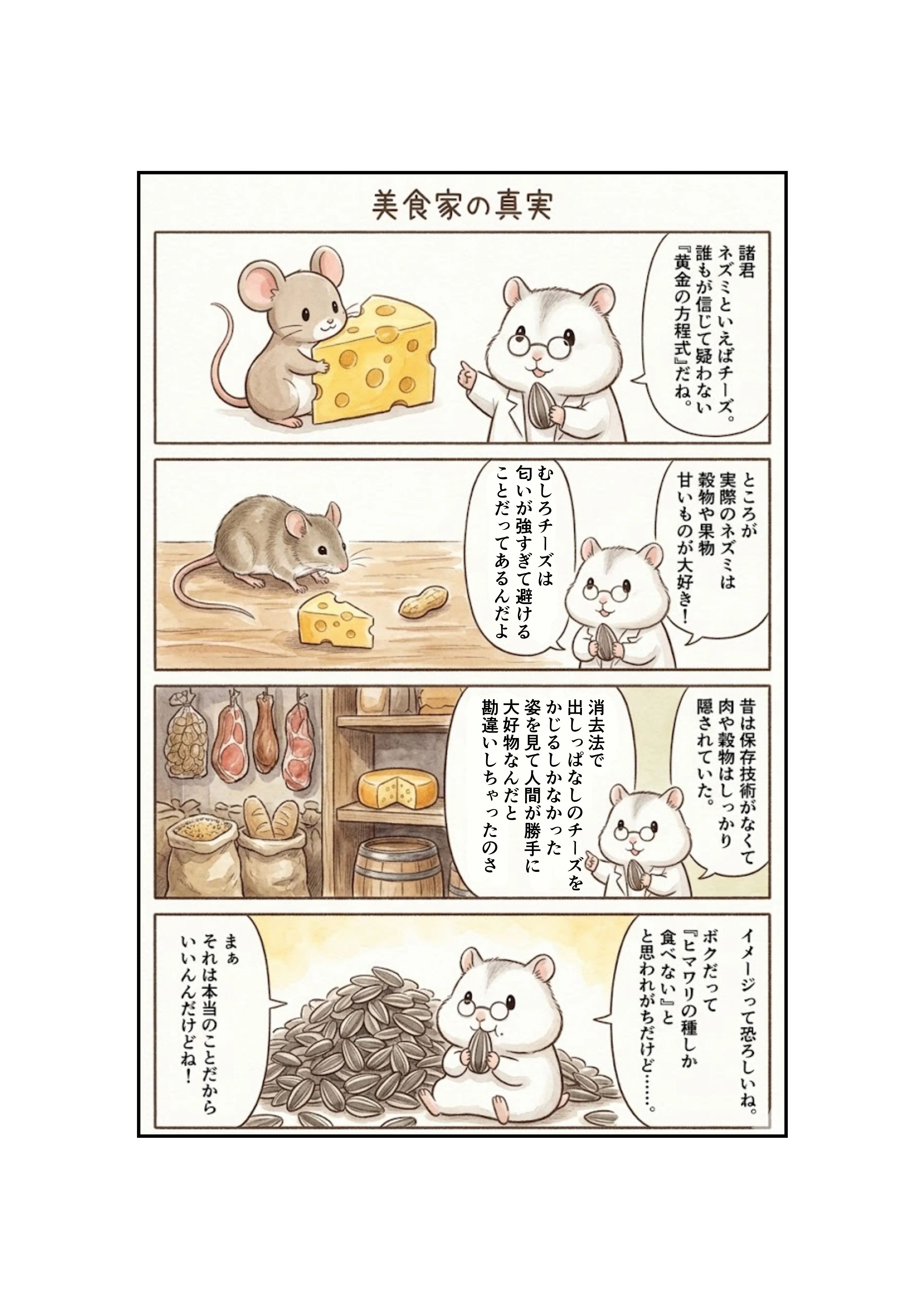 4コマ】イメージ戦略の勝利！？ネズミがチーズ好きだというのは「大