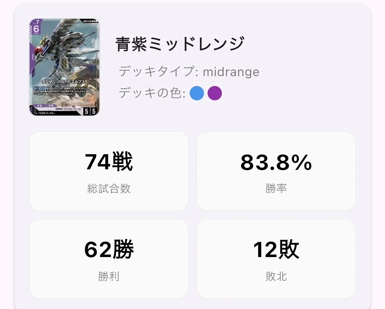 1コス2/2不採用！青紫ミッドレンジ【ガンダムカードゲーム】｜ひら