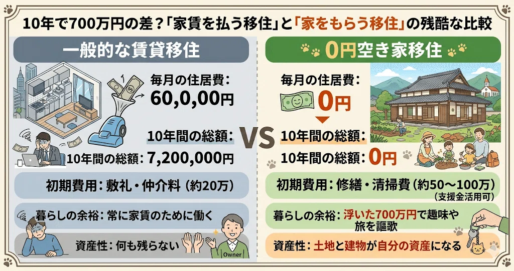 10年で700万円の差?「家賃を払う移住」と「家をもらう移住」の残酷な比較