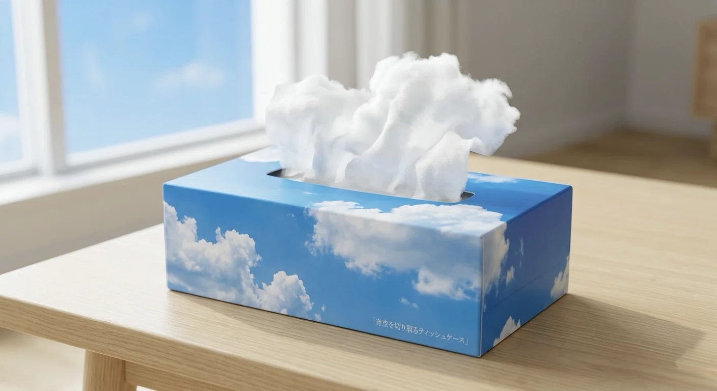 💡【アイデア】ティッシュを引くと、雲をつかむ。「青空を切り取る