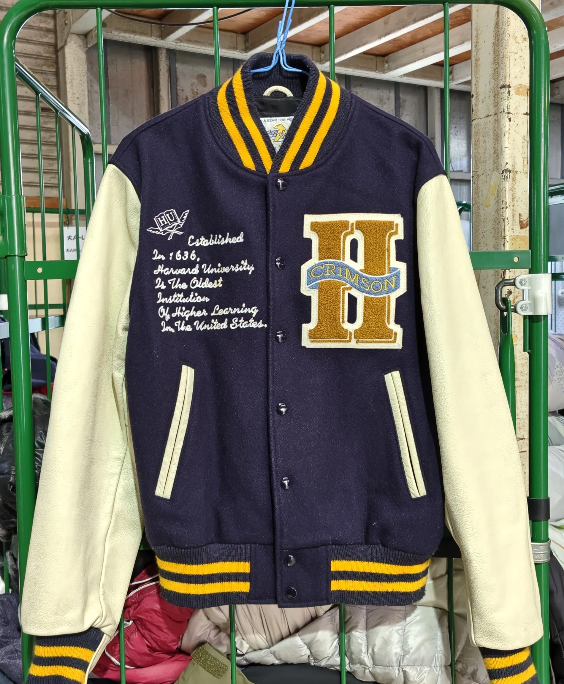 70's~80's Golden Bear Stadium Jacket 革袖 GOLDEN BEAR製🐻ハーバード大学の袖革スタジャンをレスキューした