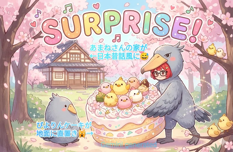 ぴよりんお花見ケーキをデリバリー☆２