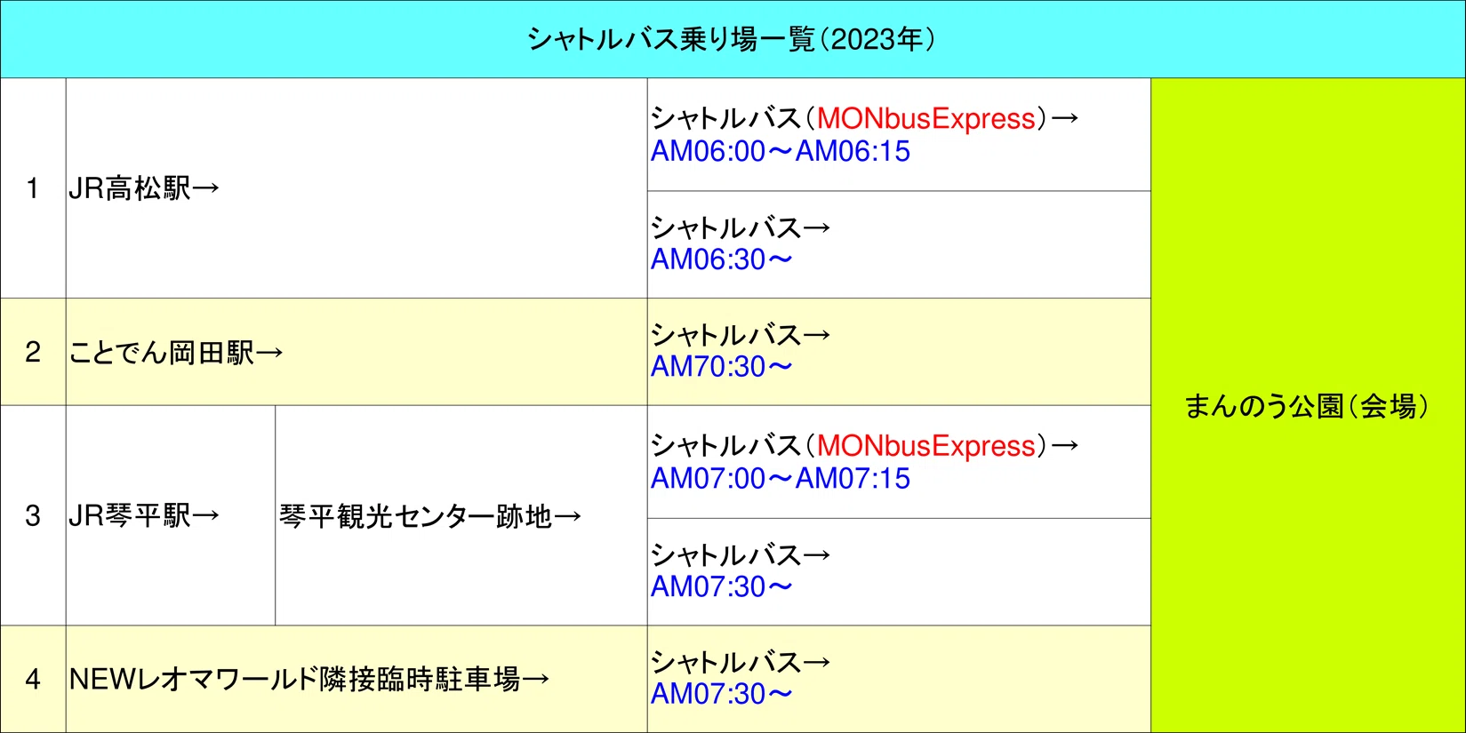 モンバス2026note】シャトルバス乗り場まとめ！｜kataoto