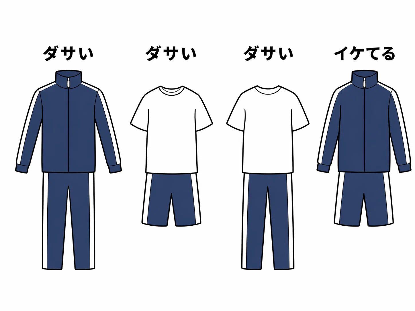 中高生に於ける「長袖ジャージ＋半ズボン」がイケてるみたいな謎概念 