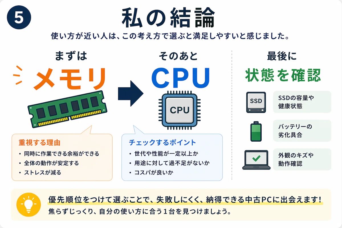 中古PCの選び方｜CPUとメモリどちらを優先するべきかを考えてみた 