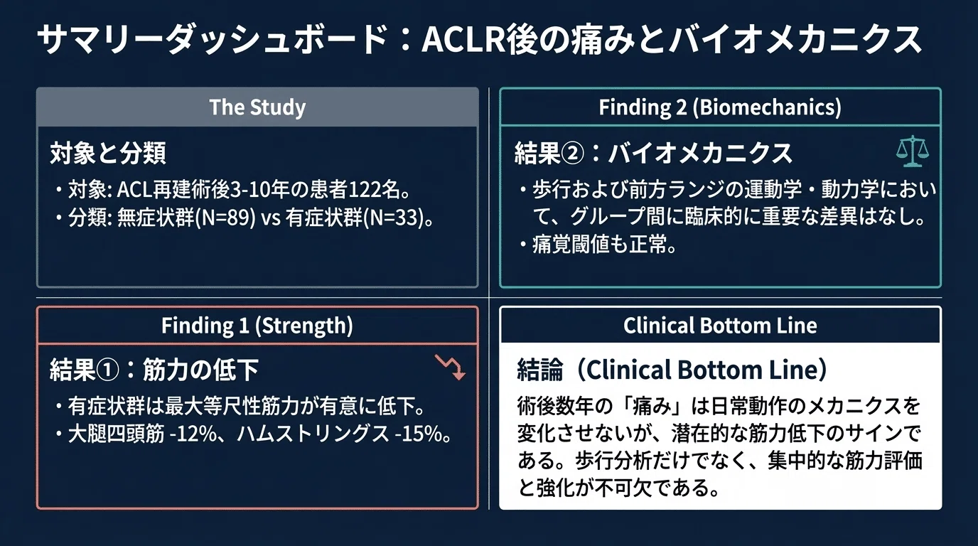 前十字靭帯（ACL）再建術後、膝の痛みが残る人の特徴とは？――筋力と
