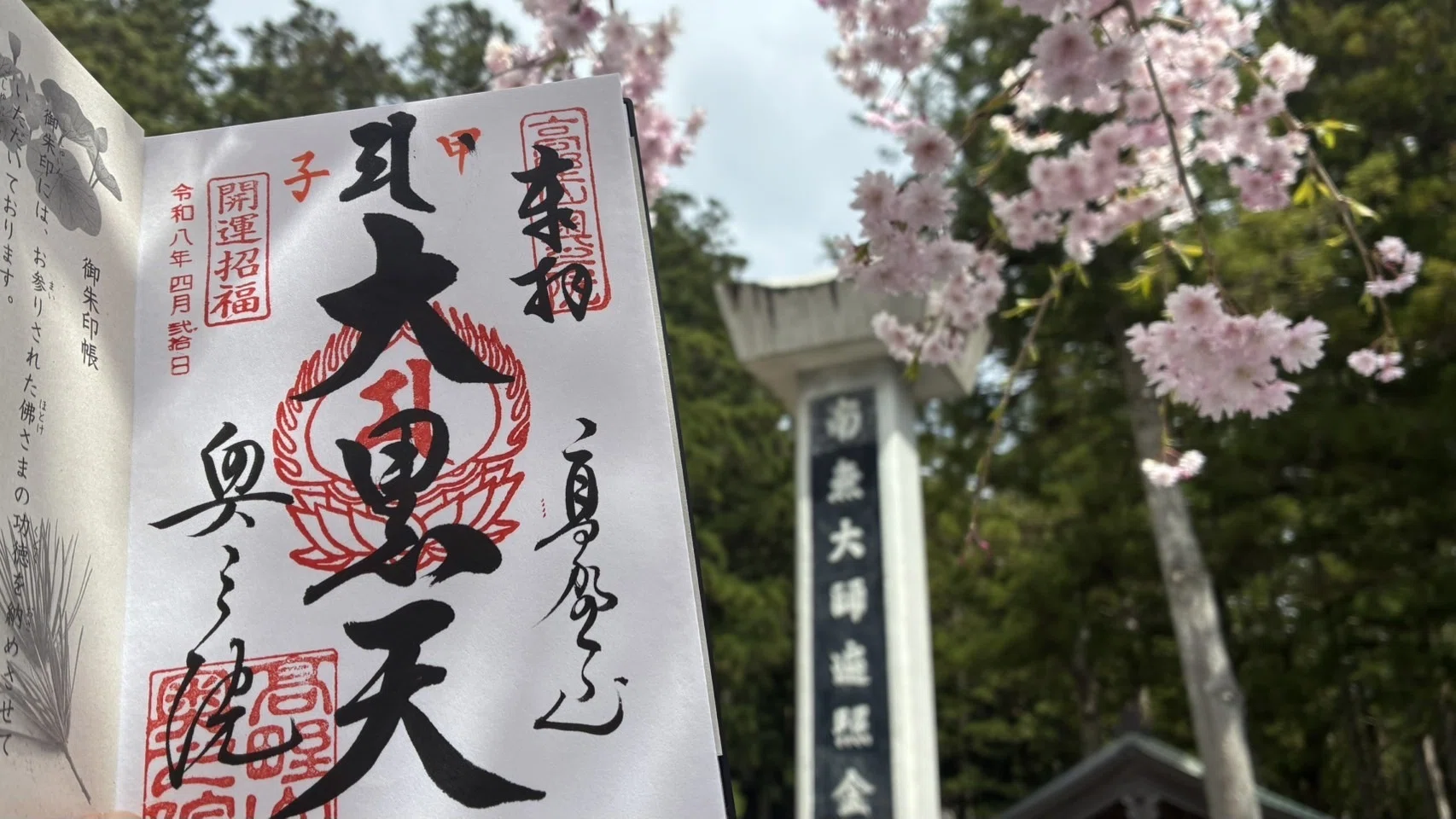 桜が満開の高野山🌸今日は大黒天さまの縁日で次回は6/19に限定御朱印が