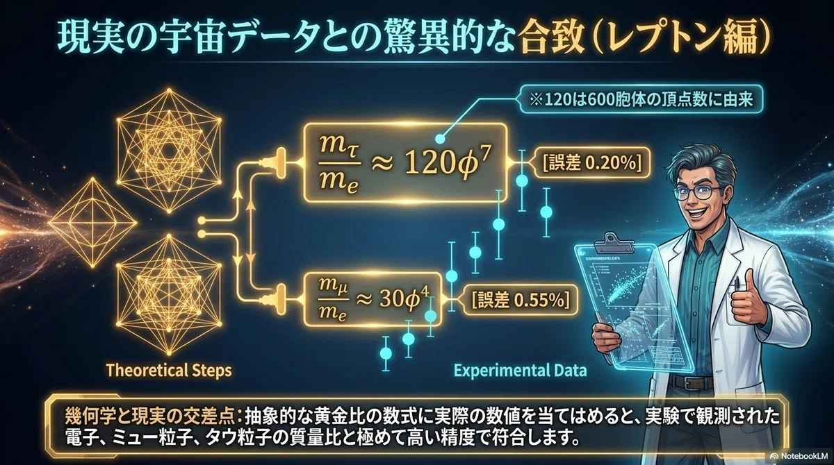 【幾何物理学】黄金比と素粒子の質量|Cosmic Order