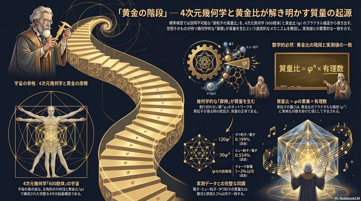 【幾何物理学】黄金比と素粒子の質量|Cosmic Order