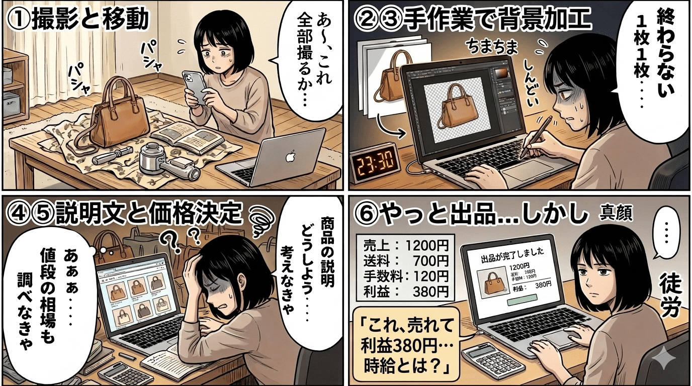 フリマで売却済み フリマ販売、1時間かかってた作業が5分で終わった話｜上月