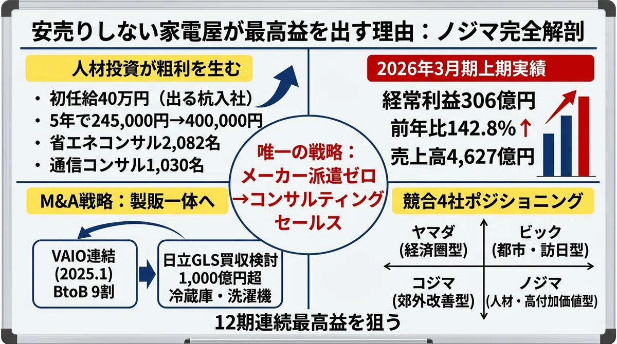 初任給40万円・VAIO・日立家電1000億円”ノジマ”が家電量販店を超えて