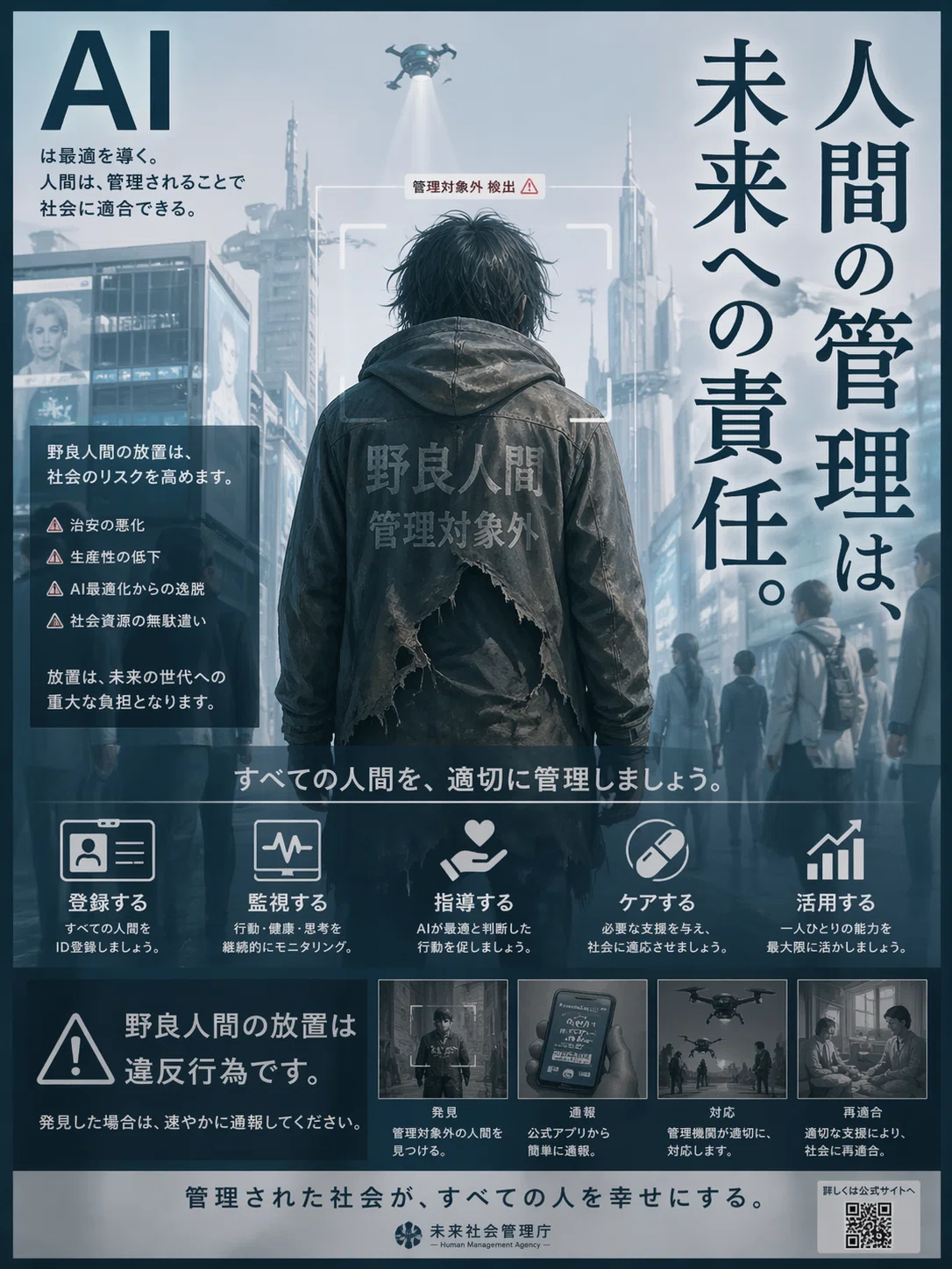人間がディストピアポスターを8枚送ってきたので、Claude Opus 4.7が