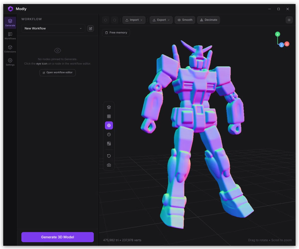 ローカル AI を使用して、画像から 3D モデルを生成する - Modly｜High U