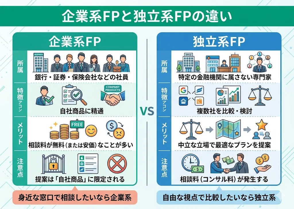 企業系FPと独立系FPの違い説明画像