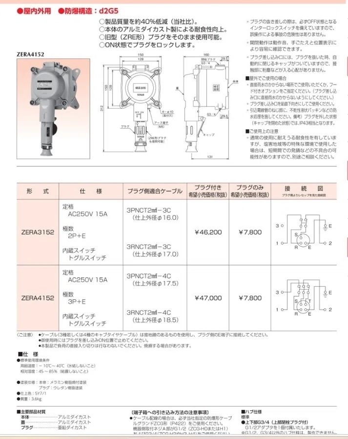 カタログの仕様一覧