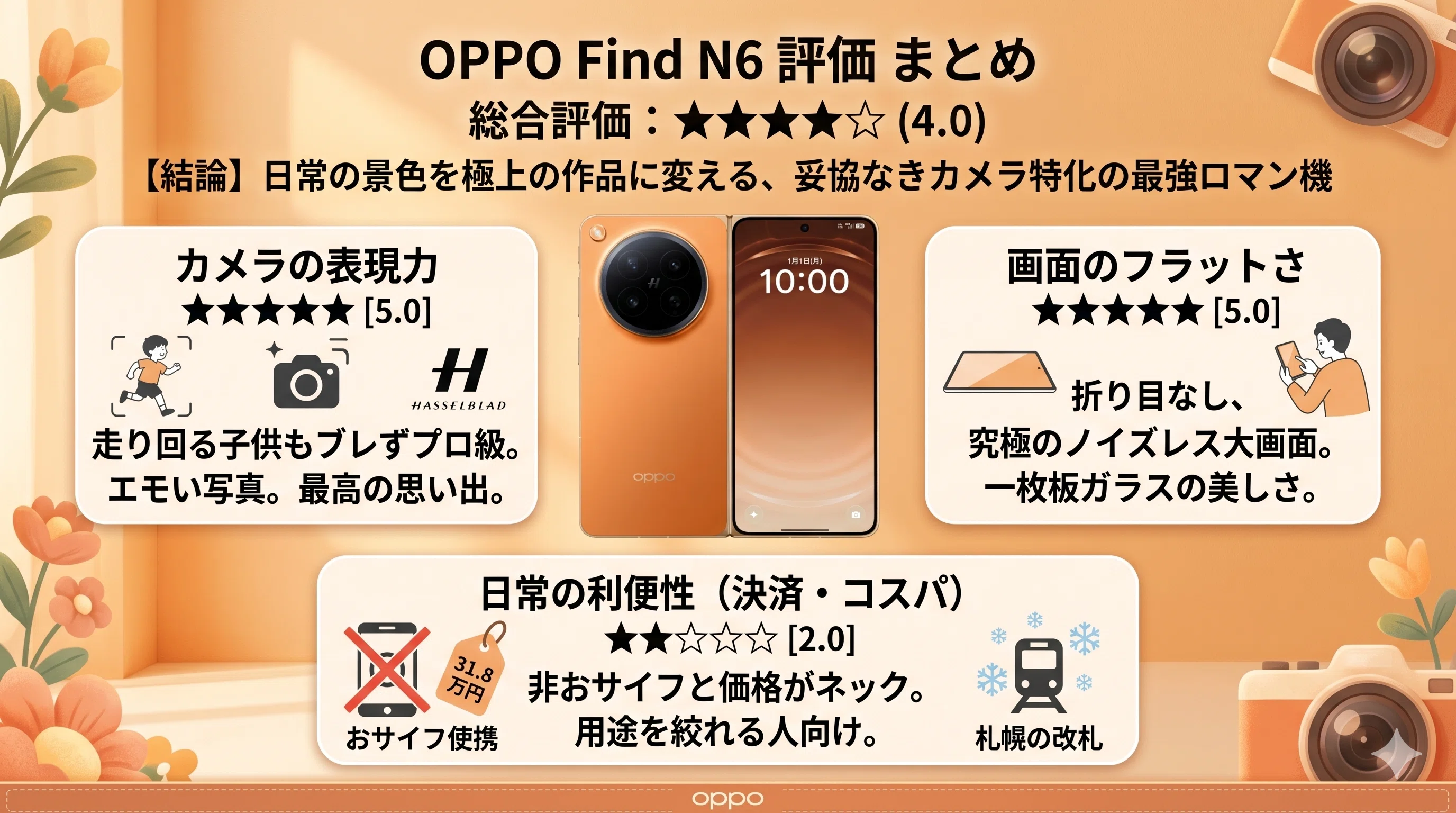 OPPO Find N6のスペック比較。最新折りたたみスマホ3機種の頂点はどれ