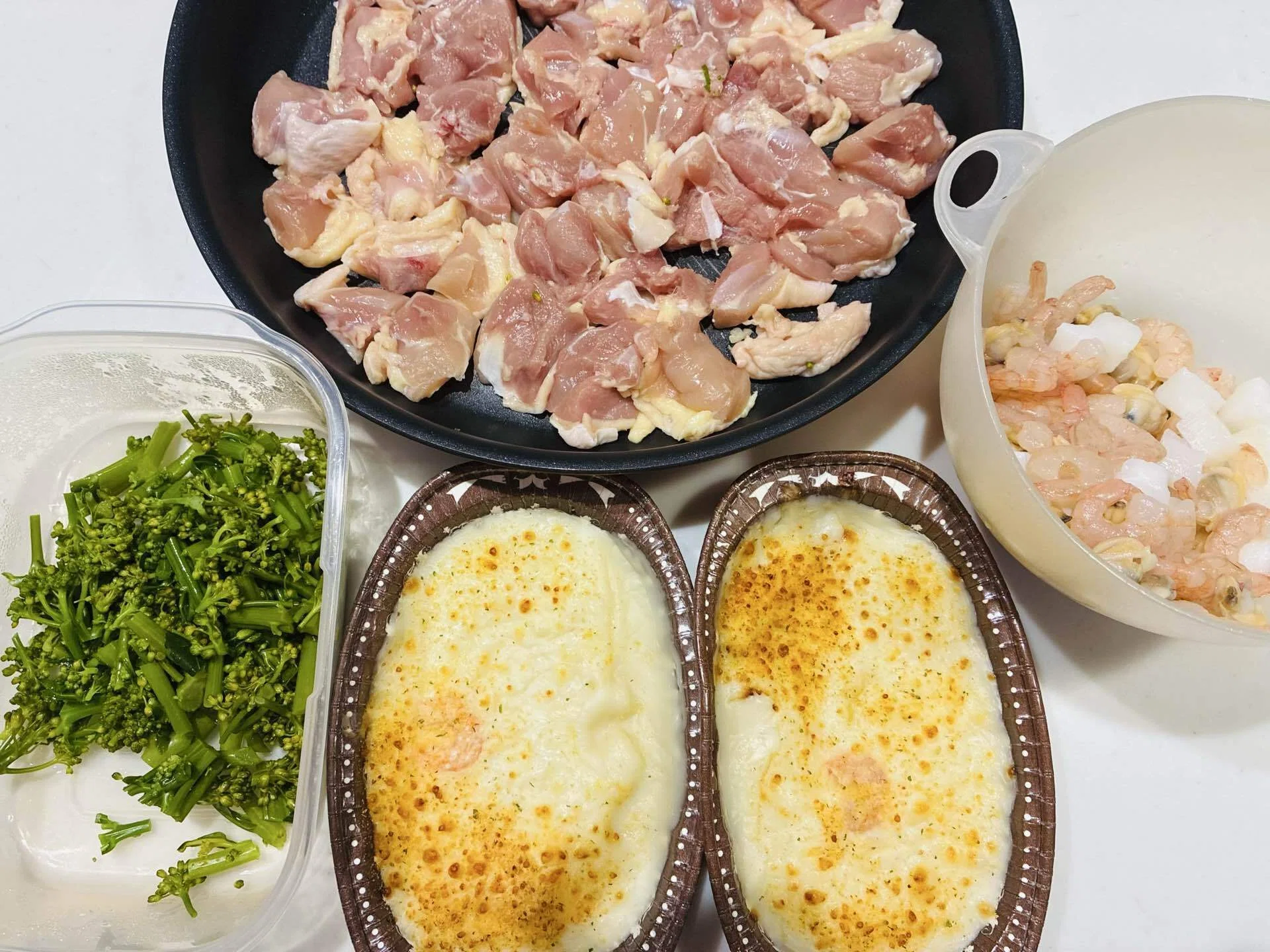 驚きの時短🤩】鶏肉とシーフードのクリーム煮🦐｜置換ダイエット報告