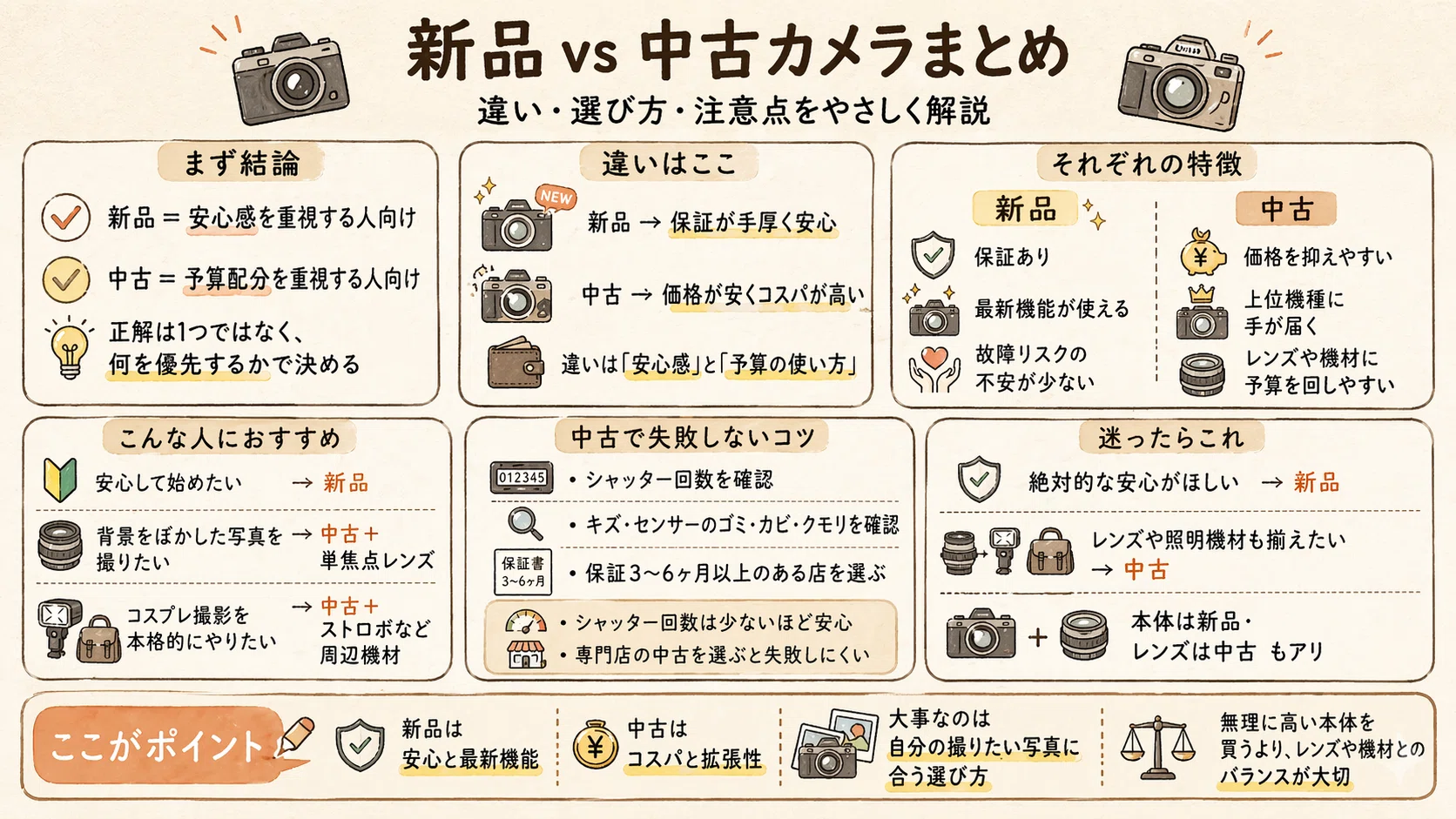 徹底解説】新品 vs 中古カメラどっちがいい？失敗しない選び方ガイド