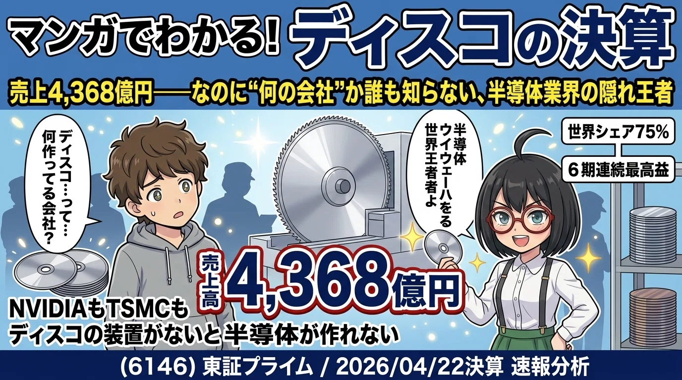 マンガで決算分析】売上4,368億円・営業利益率42.3%・6期連続最高益