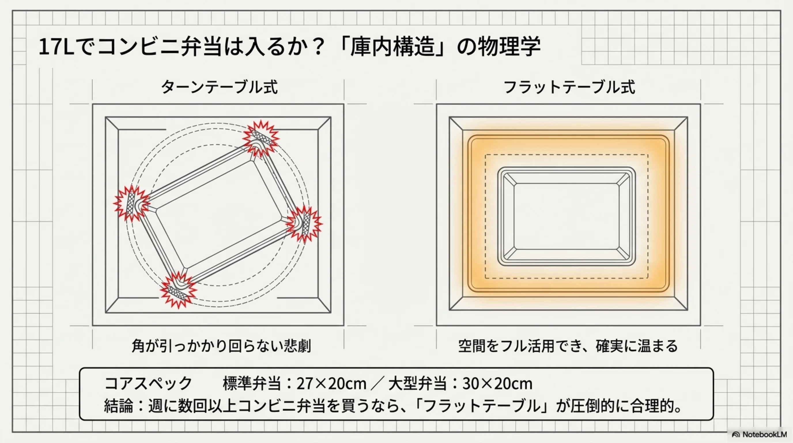 コンビニ弁当は17Lで入る？一人暮らしの電子レンジ、サイズと機能の
