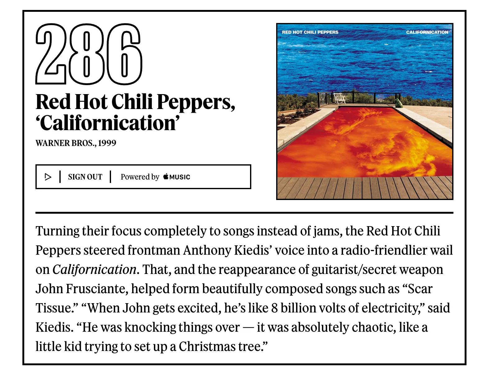 286位：レッド・ホット・チリ・ペッパーズ『Californication』｜「歴代 