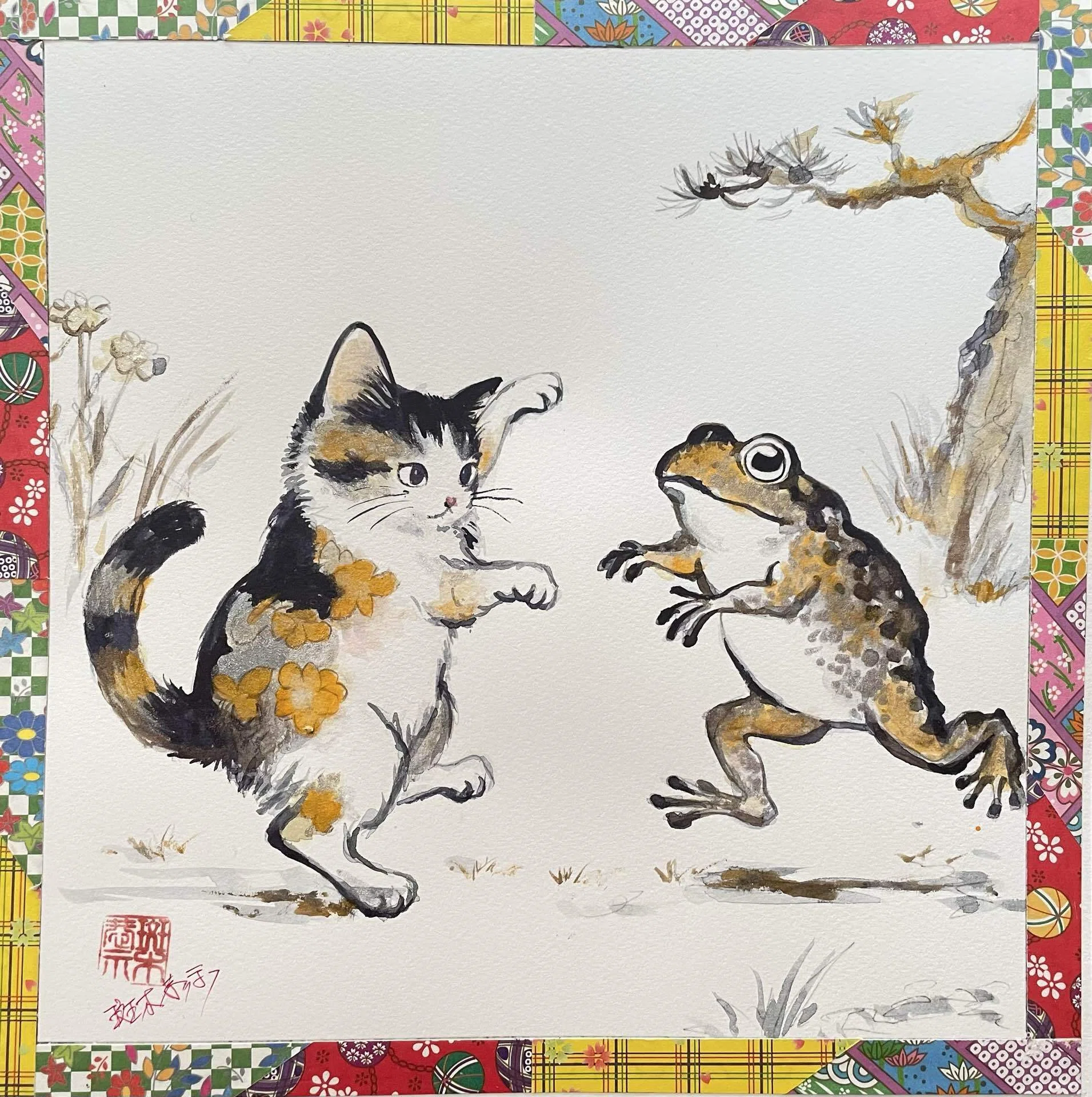 鳥獣戯画から現代版【猫獣戯画】を描いてみた^_^｜絵かき屋がchatgtpに