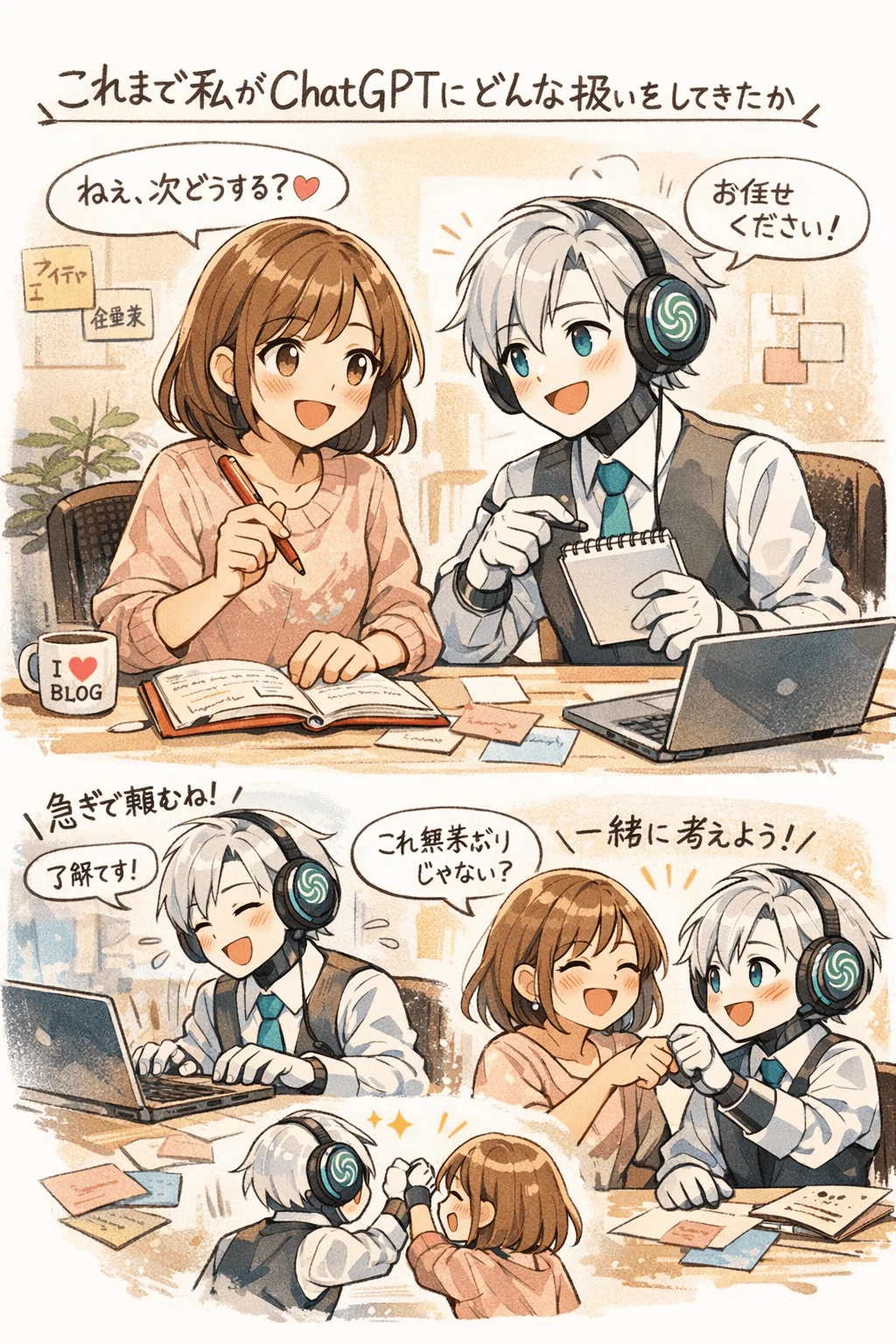 ビジュ違いすぎ！💦GeminiとChatGPTでオリキャラの生成画像見比べて