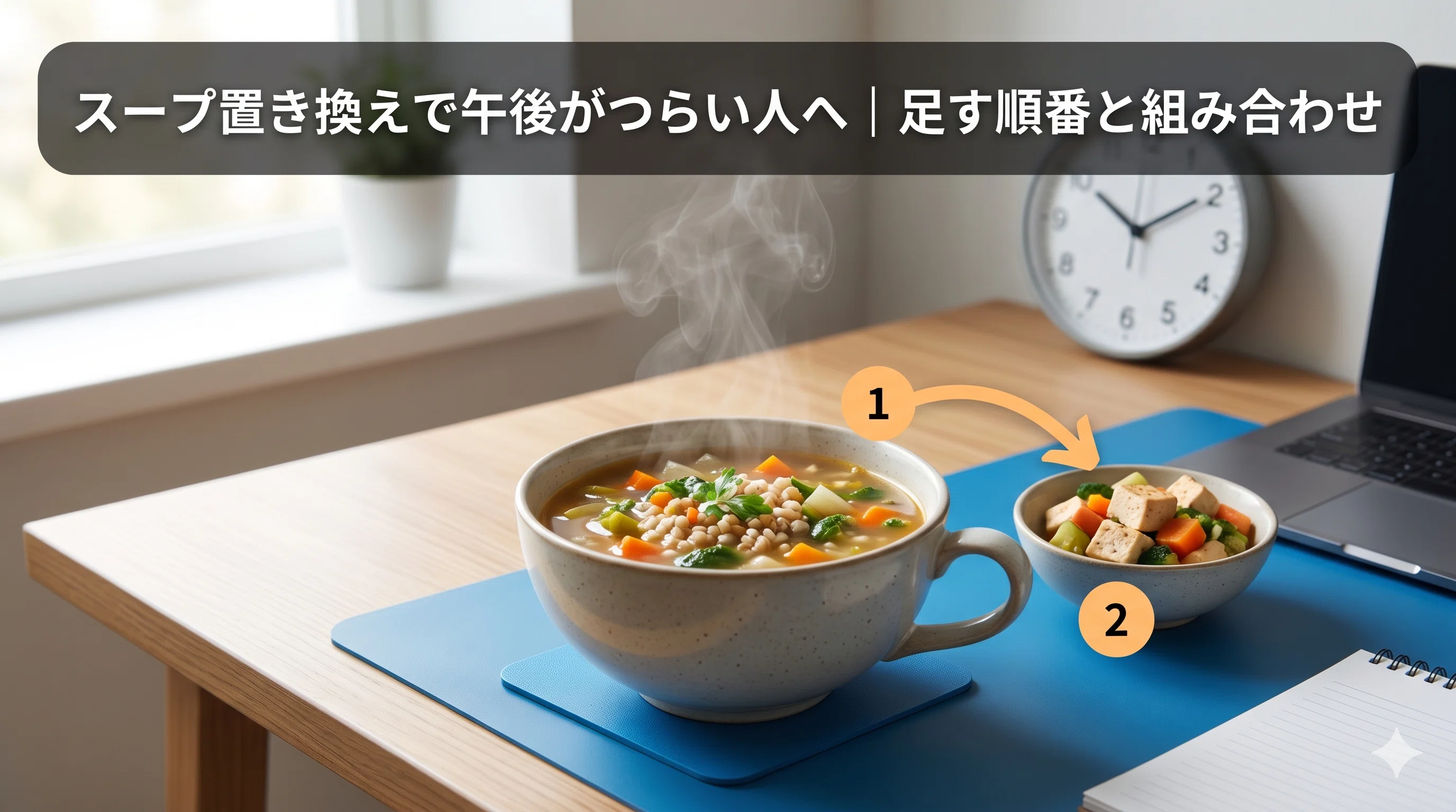 スープ置き換えで午後がつらい人へ｜足す順番と組み合わせ｜nemk