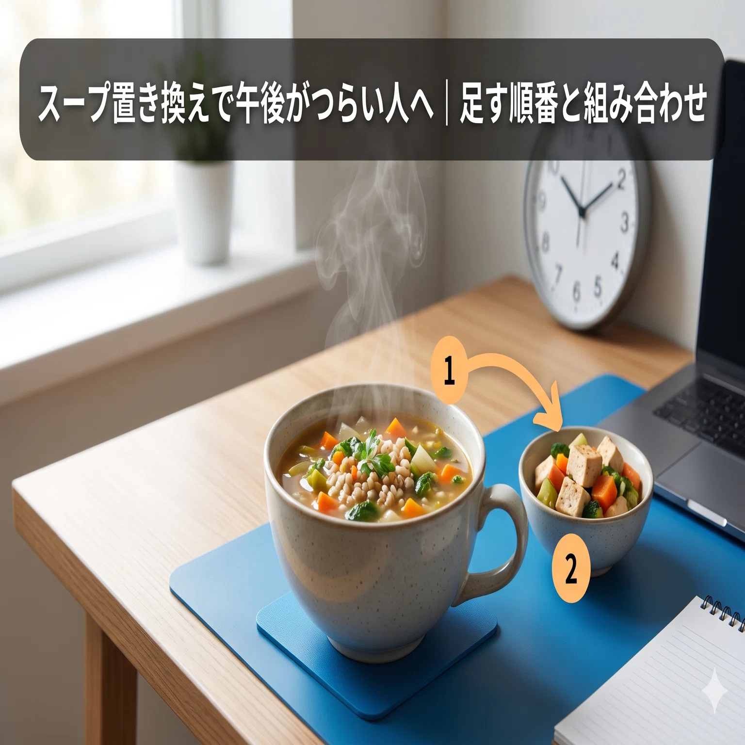 スープ置き換えで午後がつらい人へ｜足す順番と組み合わせ｜nemk