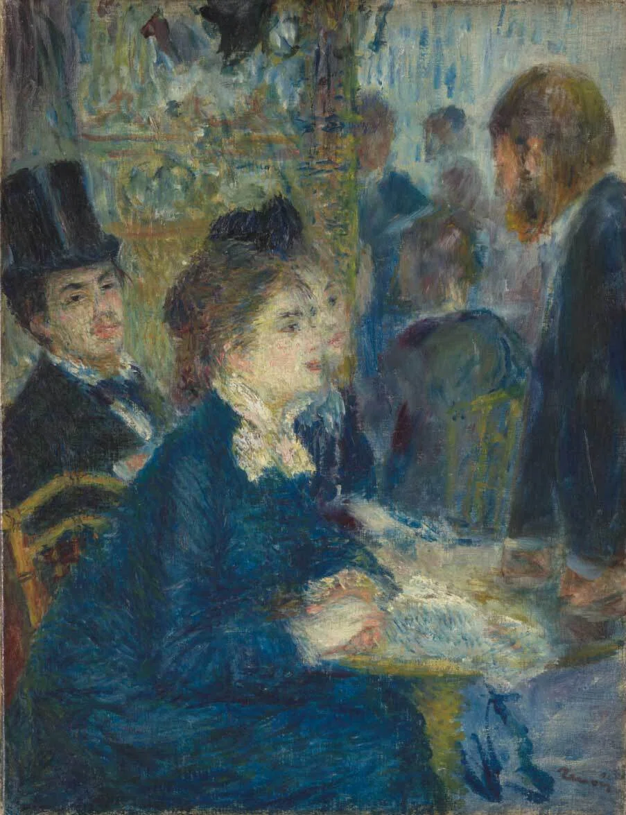ルノワール　カフェにて　 プレート付　 油彩画 　複製画 大ゴッホ展」出品作⑦ ルノワール《カフェにて》1877年頃｜美術史
