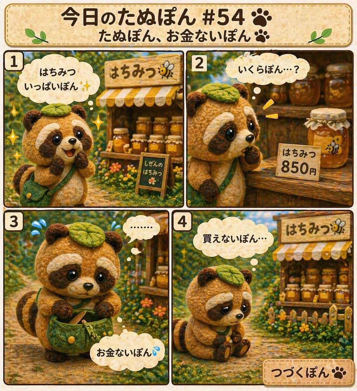 今日のたぬぽん #54「たぬぽん、お金ないぽん🐾」｜AI副業サラリーマン
