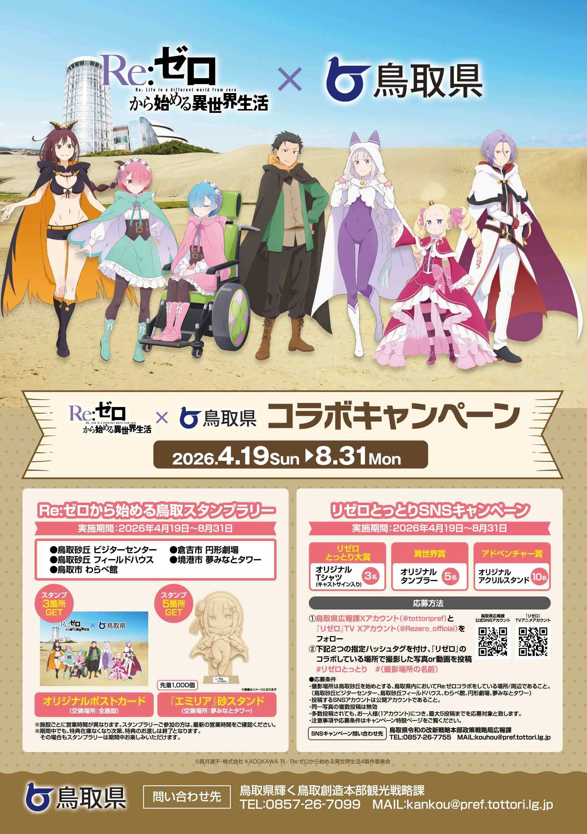 鳥取県で、アニメ『リゼロ』スタンプラリー開催中！！｜あだしょー
