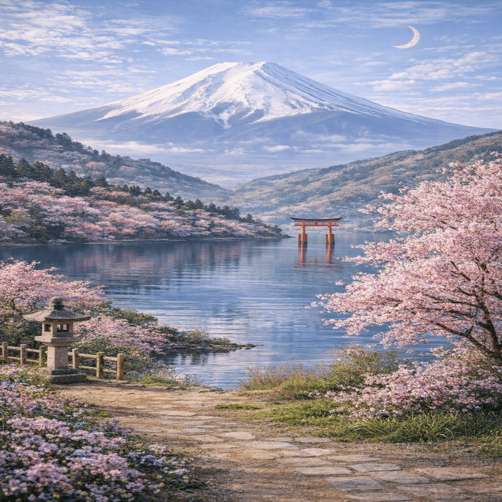 春の祈り II Spring Prayer II AI桜富士山日本風景画｜GANDEAUX（がん
