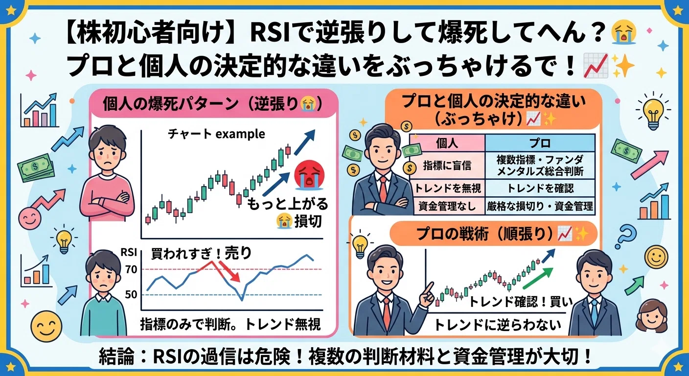 株初心者向け】RSIで逆張りして爆死してへん？😭 プロと個人の決定的な