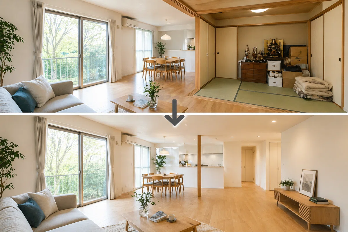 狭いリビングを広く見せる方法｜間取り変更で後悔しないコツ｜個人の住まい選びと不動産/施工事業者の売上UPを支える不動産メディア