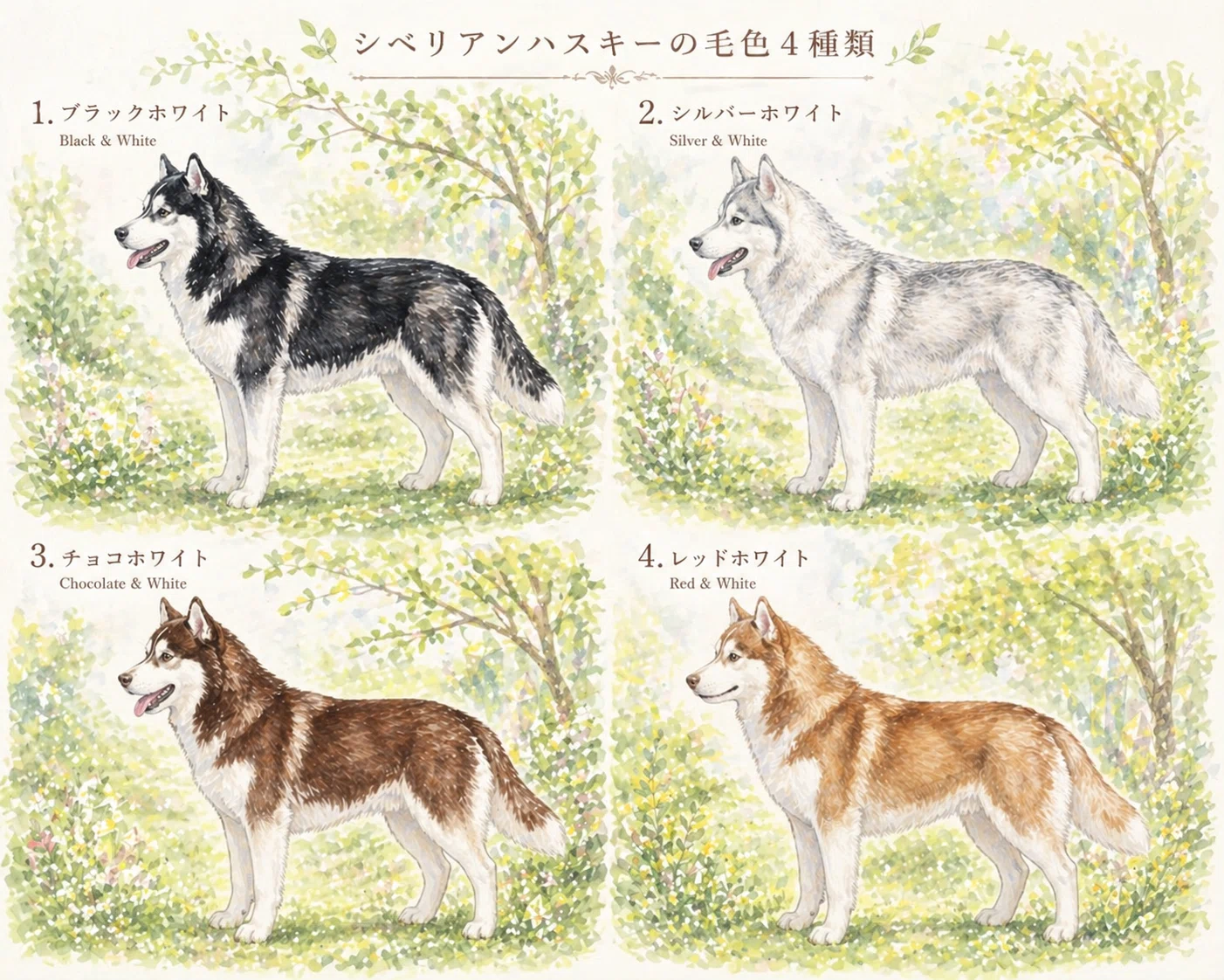 自己紹介とチャッピーとハスキーの毛色｜HAL｜ハスキーとAIイラスト