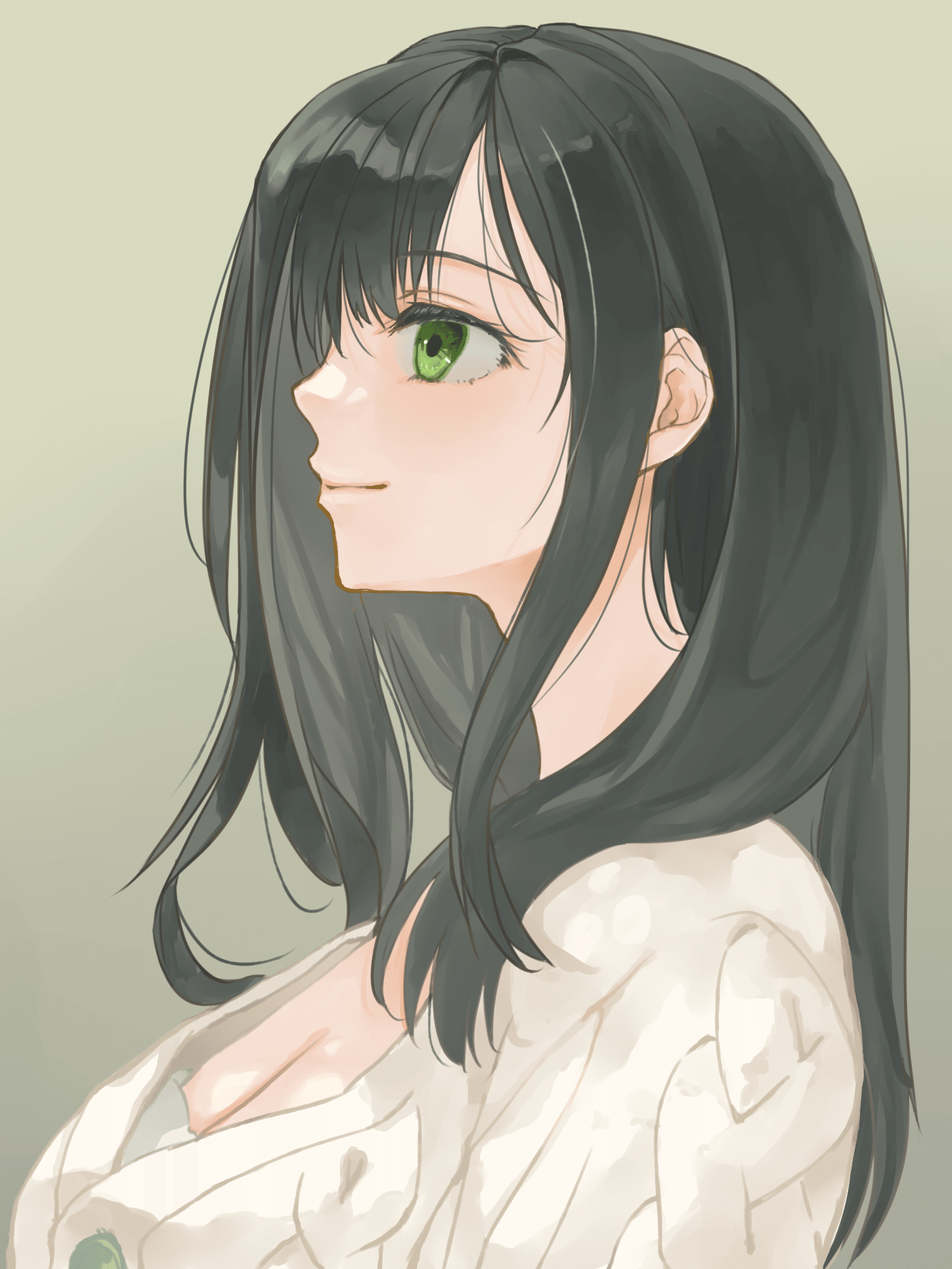 「静寂を聴く」＊A4サイズ アクリル画　手描き原画 女性の横顔 静寂を聴く」＊A4サイズ アクリル画 手描き原画 女性の横顔 【公式通販】