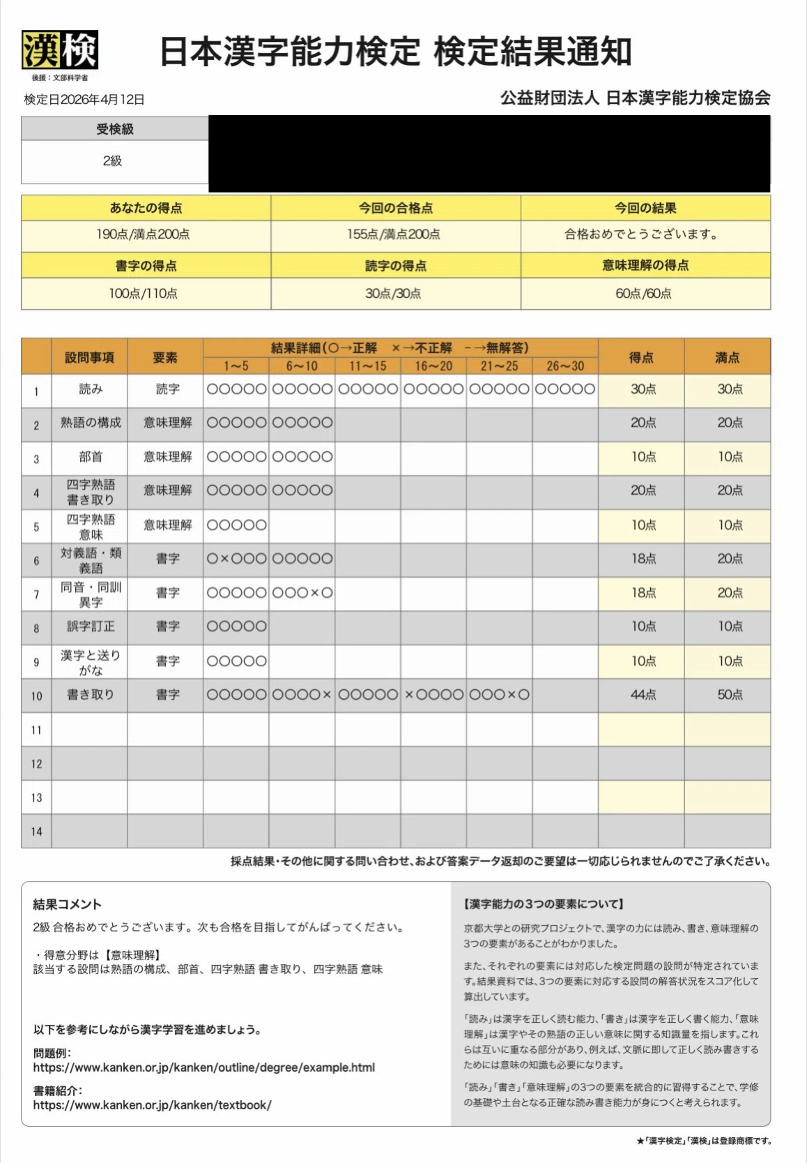 漢字検定2級　フォローでいいことあるかもさんへの確認用 漢検2級に合格しました｜husahusa321