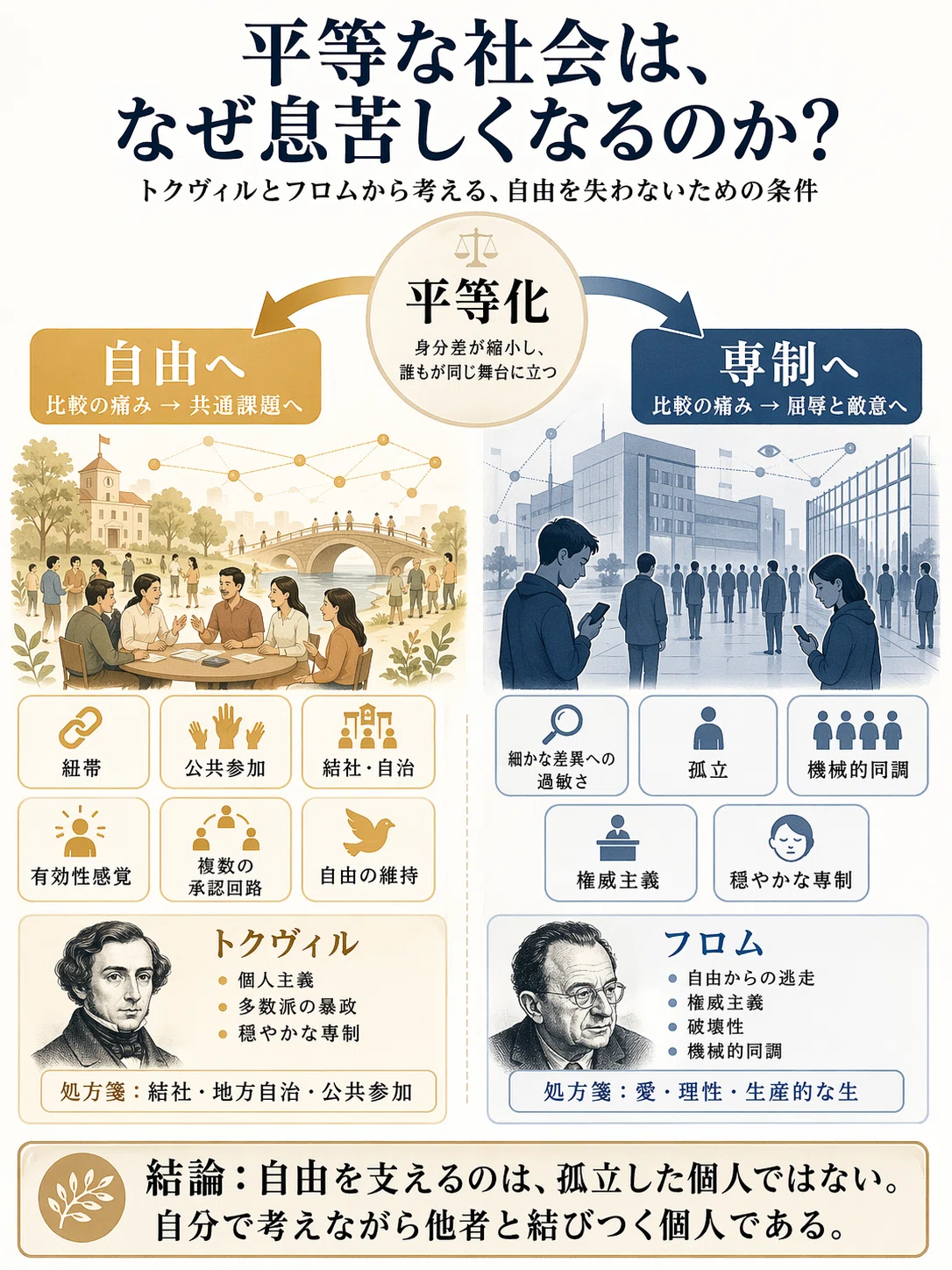 平等な社会は、なぜ息苦しくなるのかーートクヴィルとフロムから考える